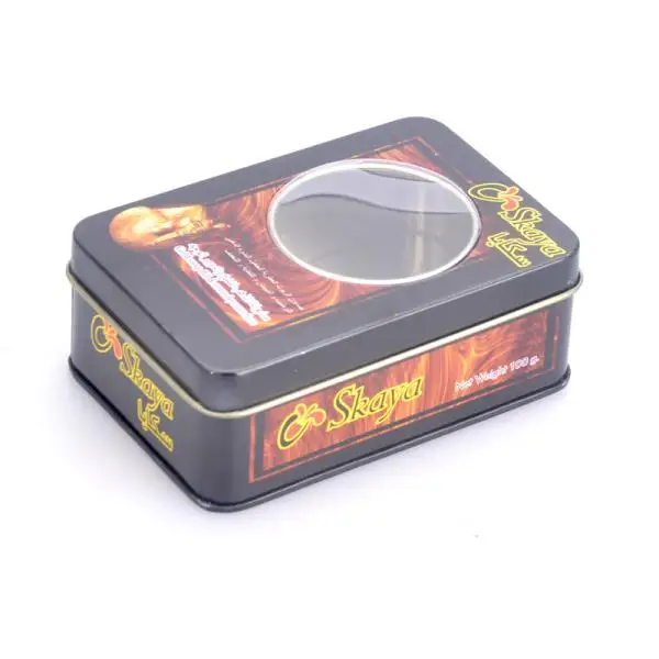 Small Metal Tin With Viewing Window In Lid Food-Grade Suitable Genuine Storage Tin Box