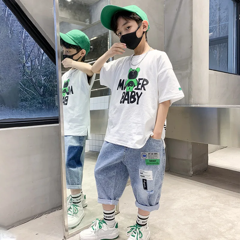 Летний Костюм Джентльмена для маленьких мальчиков Комбинезоны из двух предметов красивая одежда в британском стиле голубой классический светло-голубой повседневный костюм