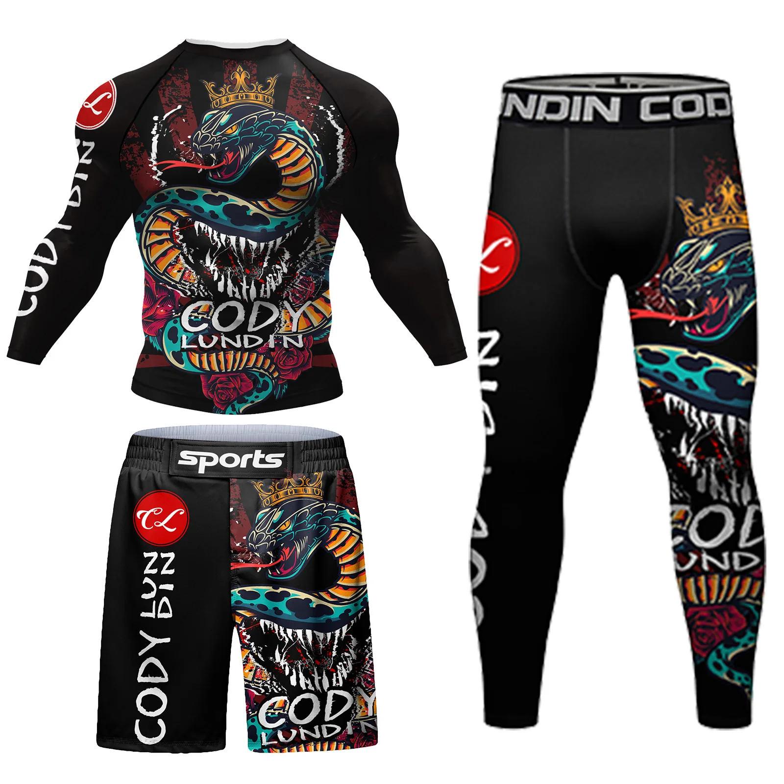 Men MMA Compression Sports Suit Rash Guard T-shirt+Pant Set Training MMA Kit Rashguard Boxing Sportswear Jogging Running Clothes