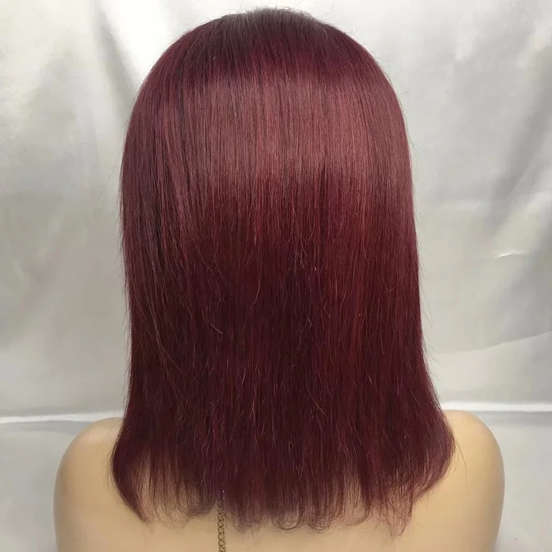 fashion burgundy color freestyle shoulder length chic hand crafted transparent lace front wigs for cancer thinning hair loss