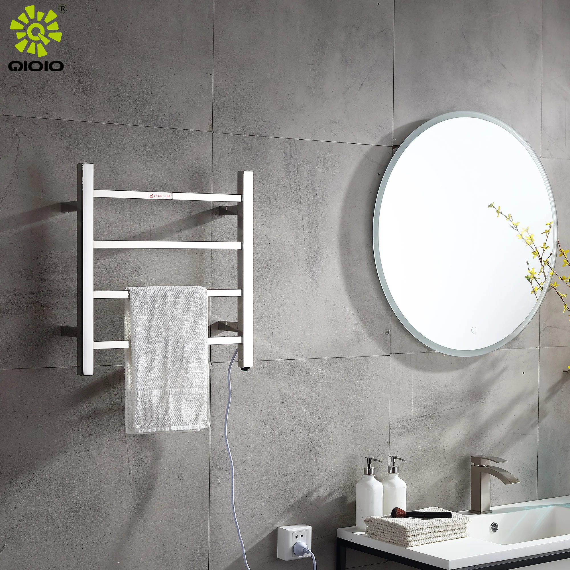 Kaiping Qioio square  stainless steel drying towel rack intelligent thermostatic heated towel bars  bathroom  smart  towel poles