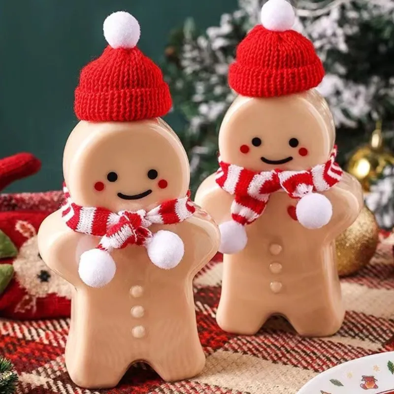 Gingerbread Man pet bottle disposable drink milk tea cup seven points sweet juice cup cartoon cute bottle