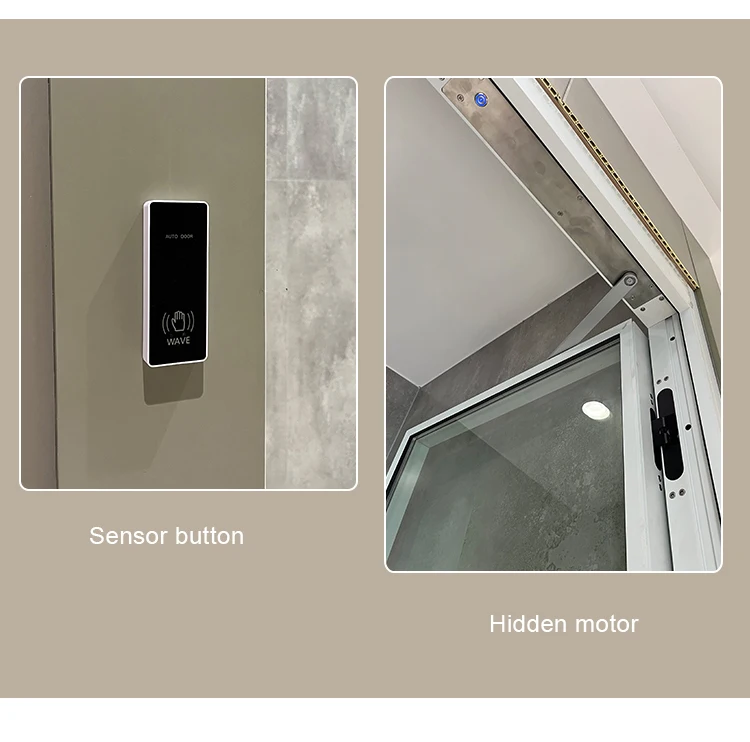 HDSAFE Automatic swing door aluminum frame hidden hinge electric swing door interior exterior entry glass door Automatic opener