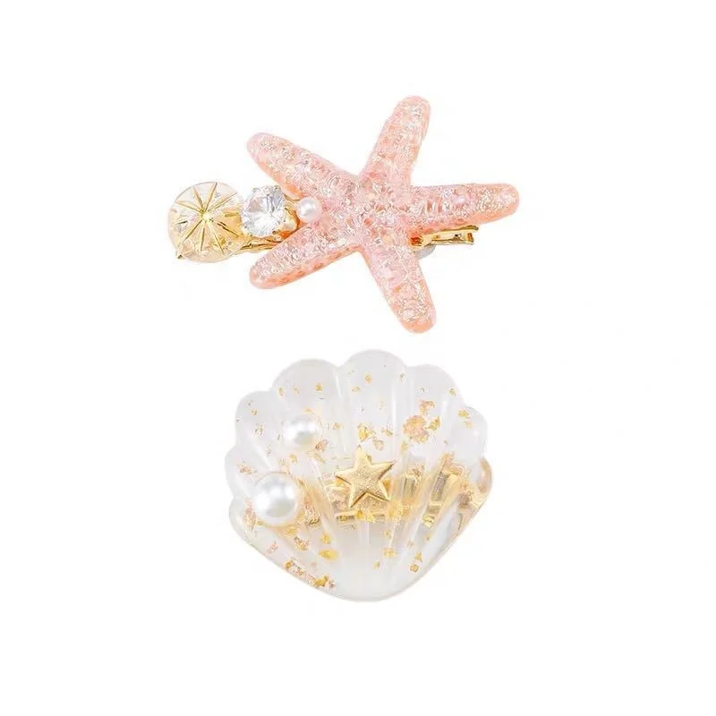 South Korea INS holiday wind sea starfish hair clip set diamond super flash clip temperament bangs hair clip headwear