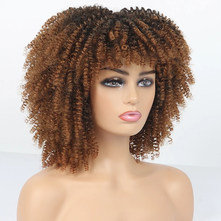 Wig Supplies Heat resistant wig Straight Ladies short Afro hair wig Headband for black women Ombre cosplay