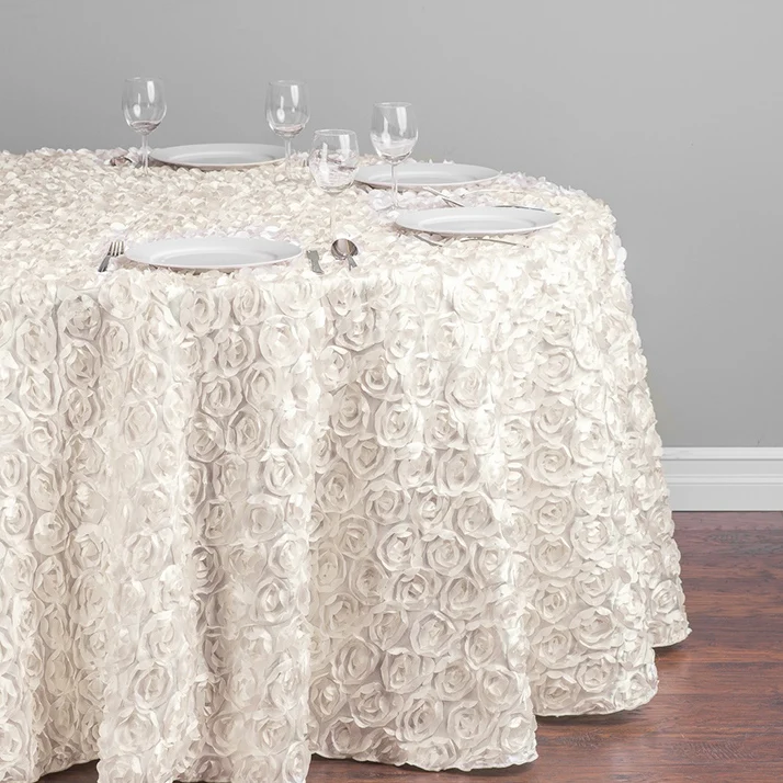 View larger image Add to Compare  Share Event And Party Supplies Fashion Round Rectangle Rossete Satin Damask Silver Tablecloth