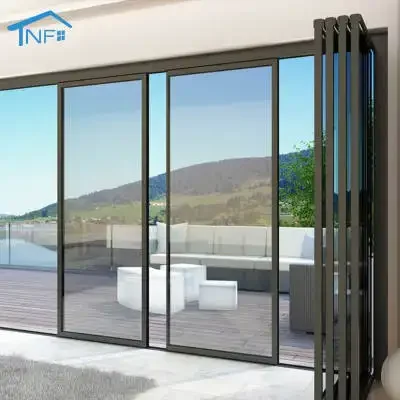Panoramic Patio Doors Interior Bi-fold Doors American Style Lowes Double Glazed 180 Degree Swing Door Thermal Break Aluminum NF