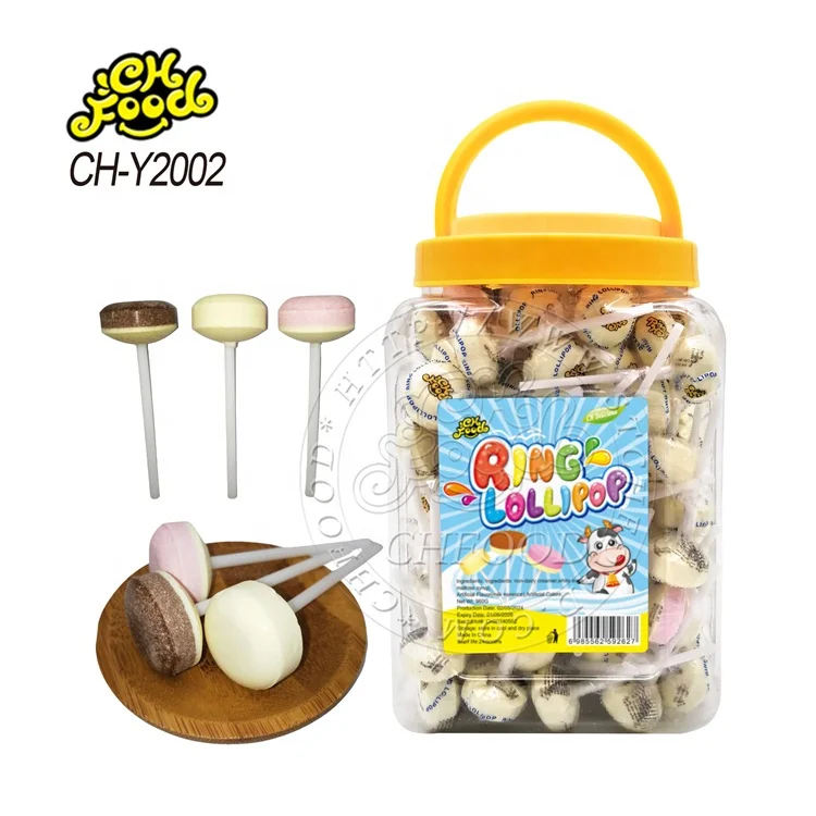 milk chocolate strawberry flavor ring lollipop hard tablet candy pressed candy halal