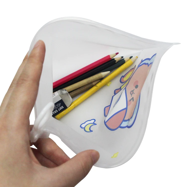 Kawaii Unique Plastic Clear Flat Stationery School Packing Cases Blank Transparent Pvc Small Pencil Storage Bag