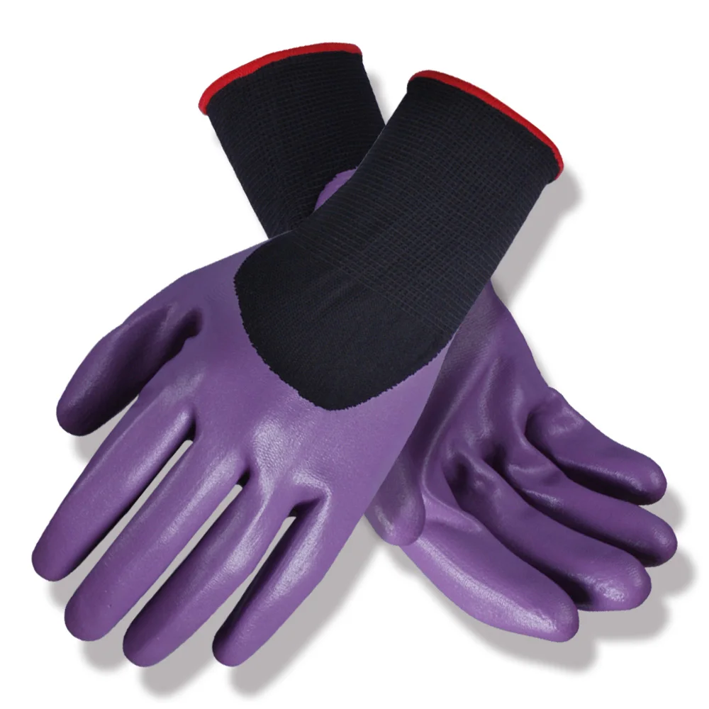 13G Purple Nitrile Coated Industrial Nitrile Gloves