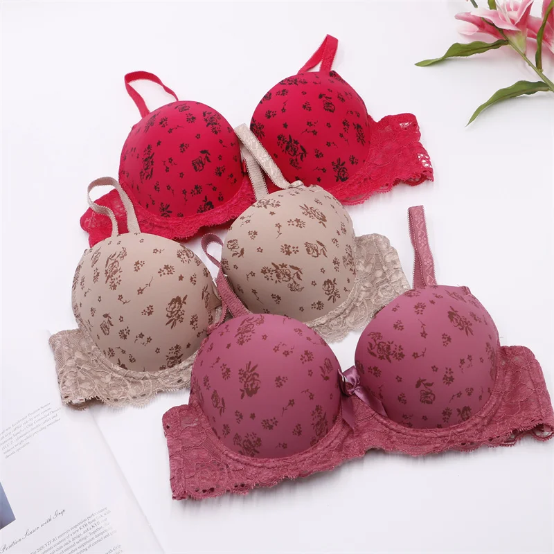 JUNXI DIVINUS женский красивый принт на косточках сексуальный Регулируемый пуш-ап бюстгальтер Грудь 36