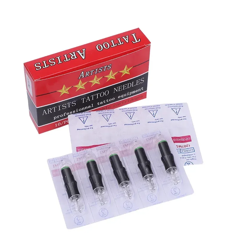 Artist Black Tattoo Cartridge Needles Safety Transparent Cartridge Needle 10pcs Grip Sterilized Plastic Cartridge