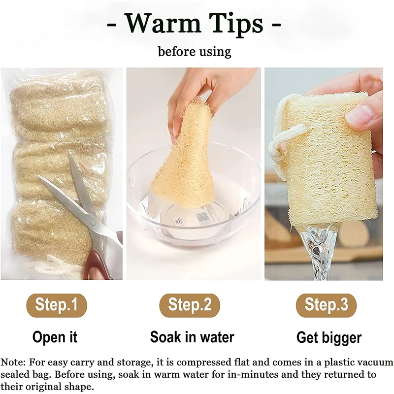Natural Loofah Shower Sponge Body Scrubber Multifunctional Organic Loofah Sponge for Dish Cleaning or Exfoliating Bath