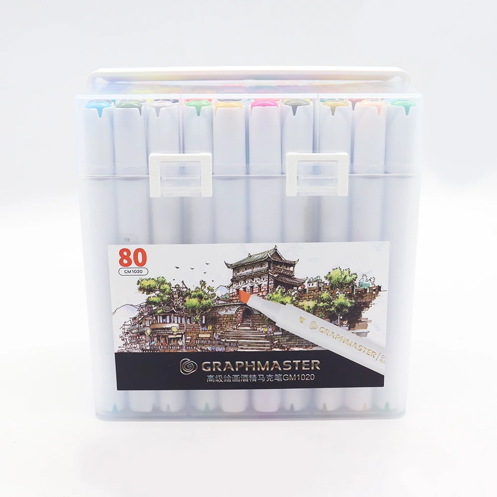 STA Factory price alcohols markers brush tip 80 colors artist alcohol markers pens for drawing