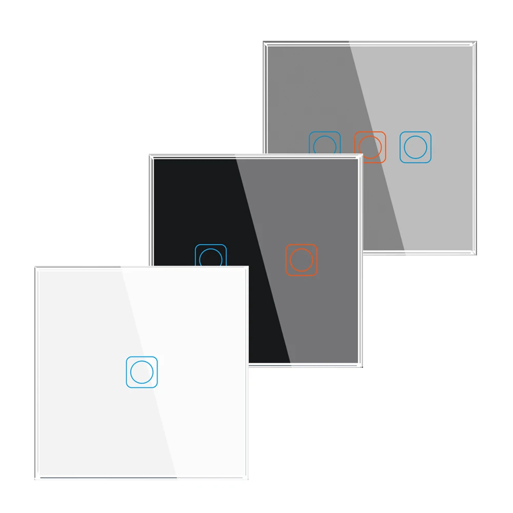SRAN Eu Wall Touch Switch 1/2/3 Gang Glass Panel Light Switch Interruptor Inteligente Smart Switch