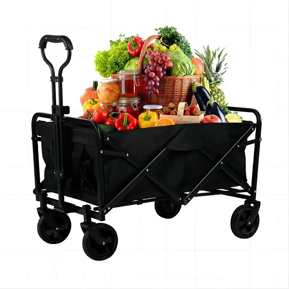 Shopping Garden Cart Utility Wagon Trolley Beach Steel TODO Camping Cart Multipurpose Camp Storage Heavy Duty Folding 4 Wheel