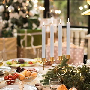 Battery Plastic 3D Flame Electric LED Warm Light Flickering Flameless Window Taper Candles with Remote Timer for Wedding Dinner