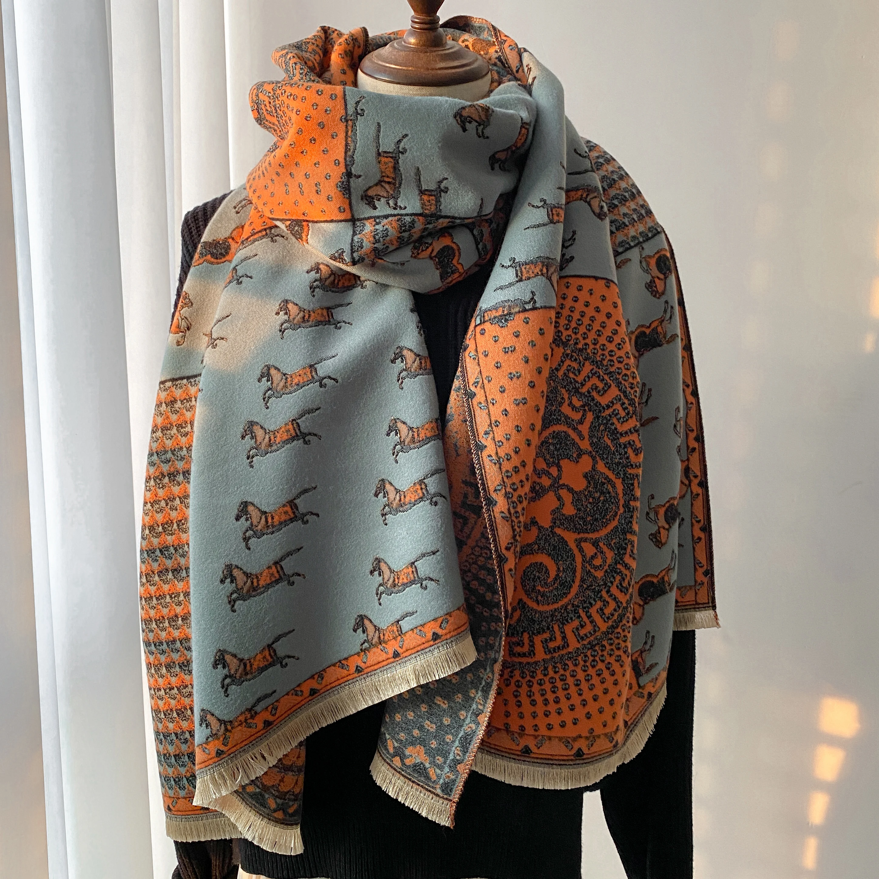 Wholesale new pashmina heather solid brushed custom cozy warm women winter warm cashmere shawl scarf