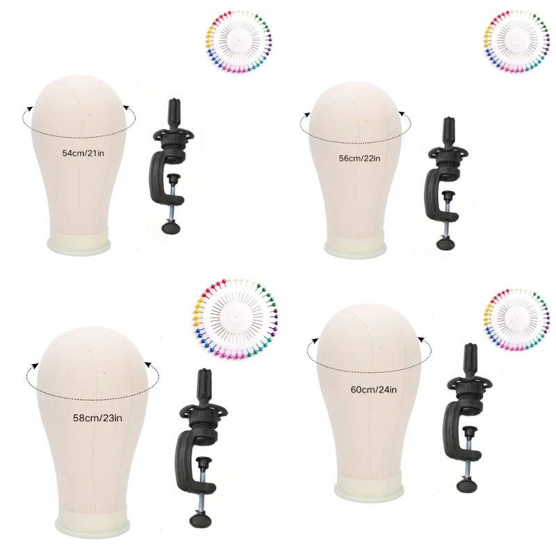 42 Pcs Set Canvas Head for Wigs 21/22/23/24 inch Salon Styling Hairstyle Doll Head Durable Equipped with brackets & Pearl Needle
