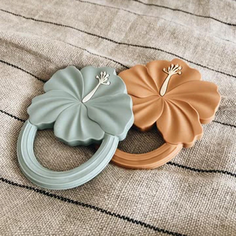 Baby gift Hibiscus silicone baby teether symbolizes Beauty and Love BPA free No MOQ with your Laser logo
