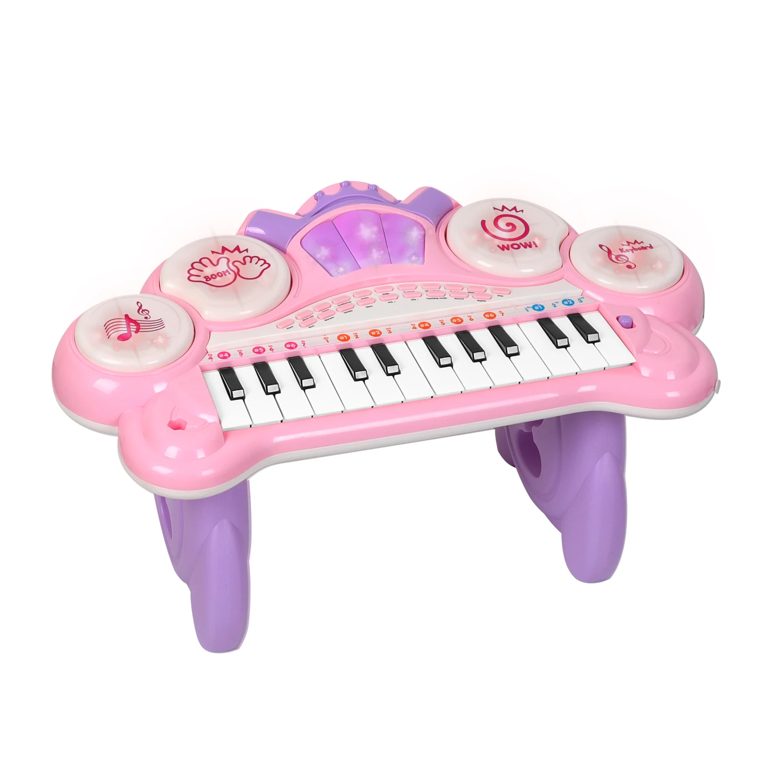 2021 Christmas Gift 24 Keys Electronic Princess Piano Power Supply Built In Speakers Girl Party Kids 2-in-1 Keyboard Piano Drum