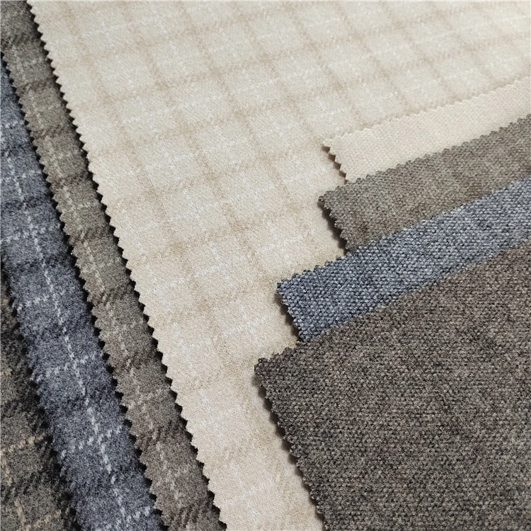 Tartan plaid fabric polyester brushed wool tweed fabric