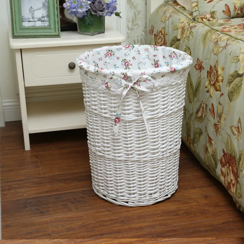 Robben Wholesales Rattan round storage basket laundry basket with flip cover livingroom storage baskets