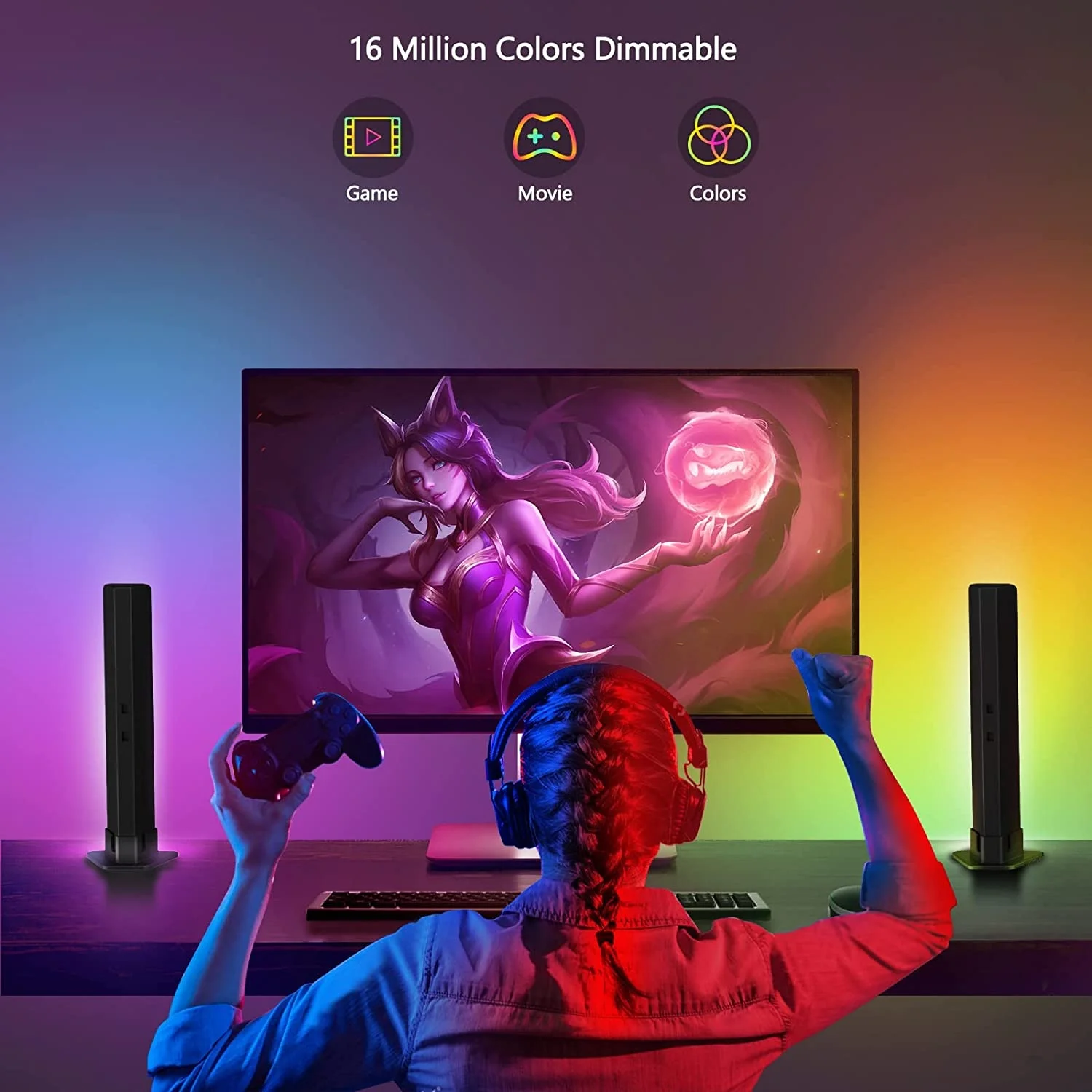 App phone remote control LED adult gaming night Light Bars RGB Light Bars for TV Ambient Lighting game party PC room decor