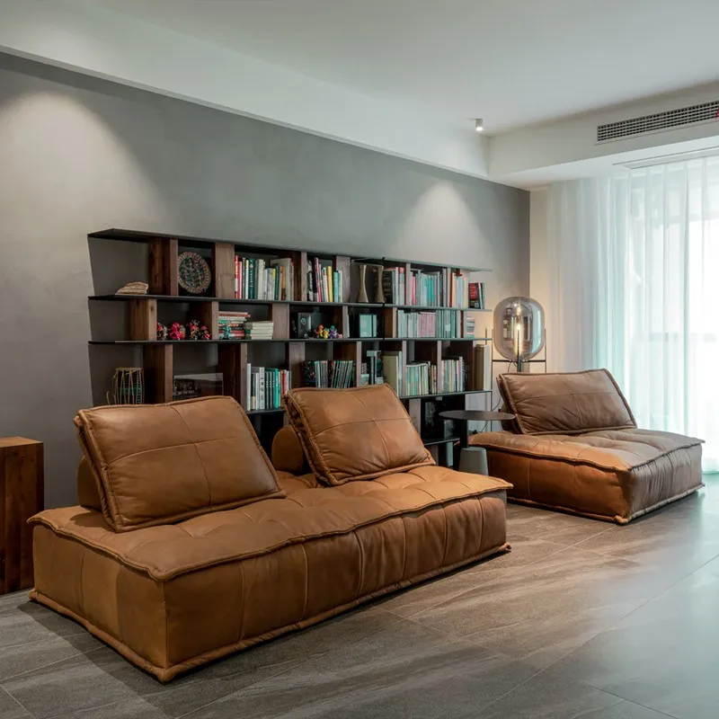 Nordic modern living room high-end creative leather sofa custom furniture for three people