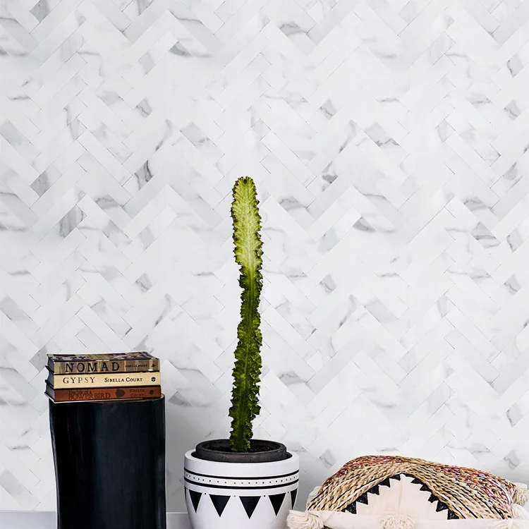 Kitchen backsplash white chevron peel and stick fishbone mosaic metal China bathroom herringbone Self Adhesive mosaics tiles