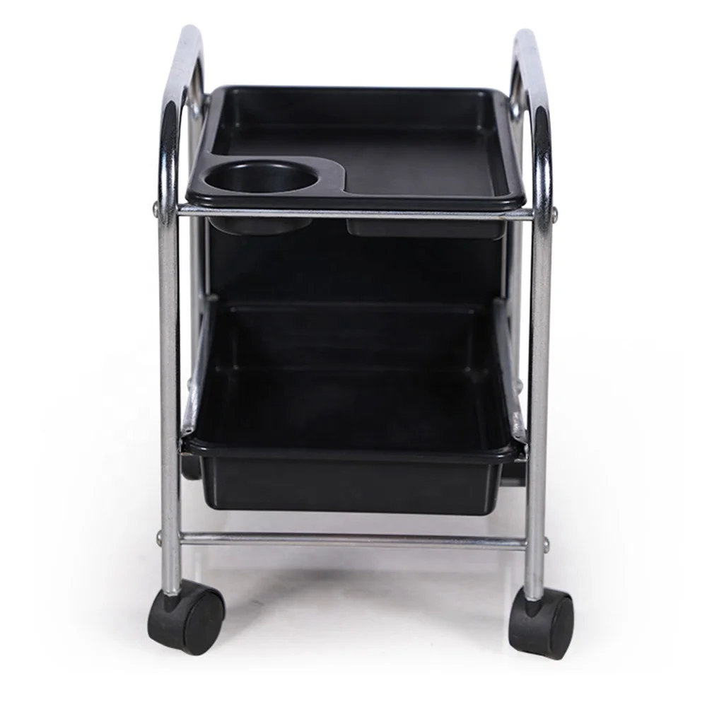 High Quality Beauty Nail Salon Equipment Furniture Black Manicure Pedicure Trolley Cart with Wheels