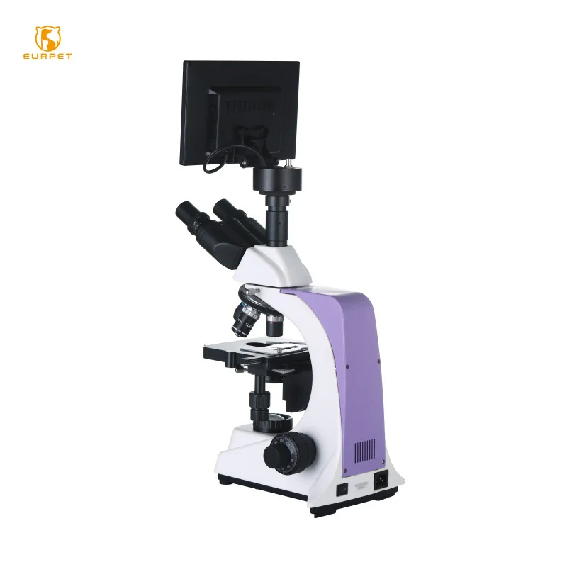 EUR PET Factory Price Medical Lab Optical Biological Binocular Trinocular Microscope With LCD Display