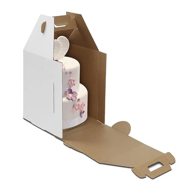 Custom printed kraft paper packaging boxes tall cake box with cake board