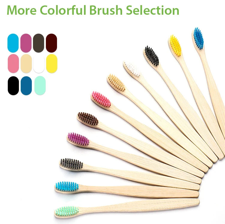 100% Экологичная биоразлагаемая цветная щетка oem для детей и взрослых Бамбуковая