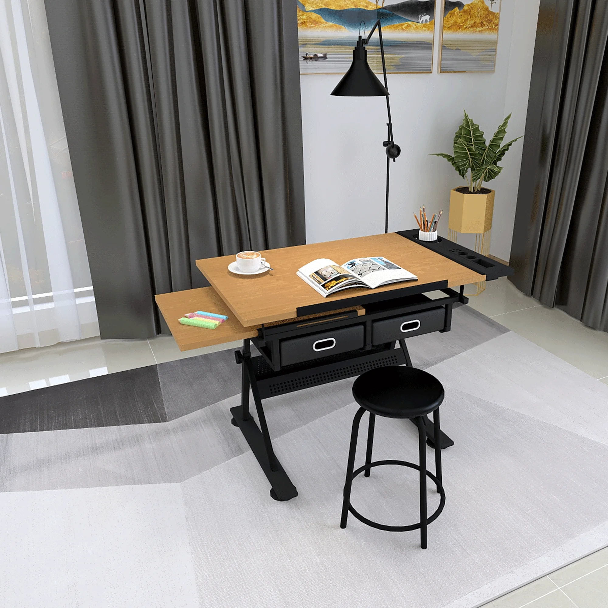 
draft table Manufacturer Office With Draw Adjustable height wooden engineering drawing table 