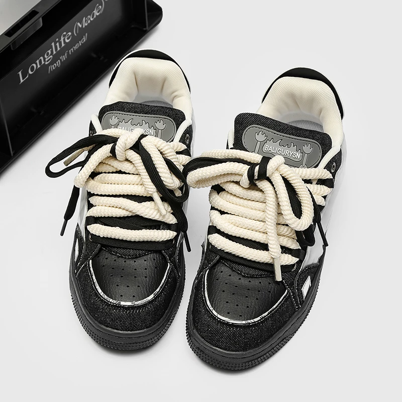 OEM Shoes Men Custom LOGO Denim PU Upper Skateboard Shoes zapatillas para caminar a la moda Design Luxury Shoes Sneakers for Men