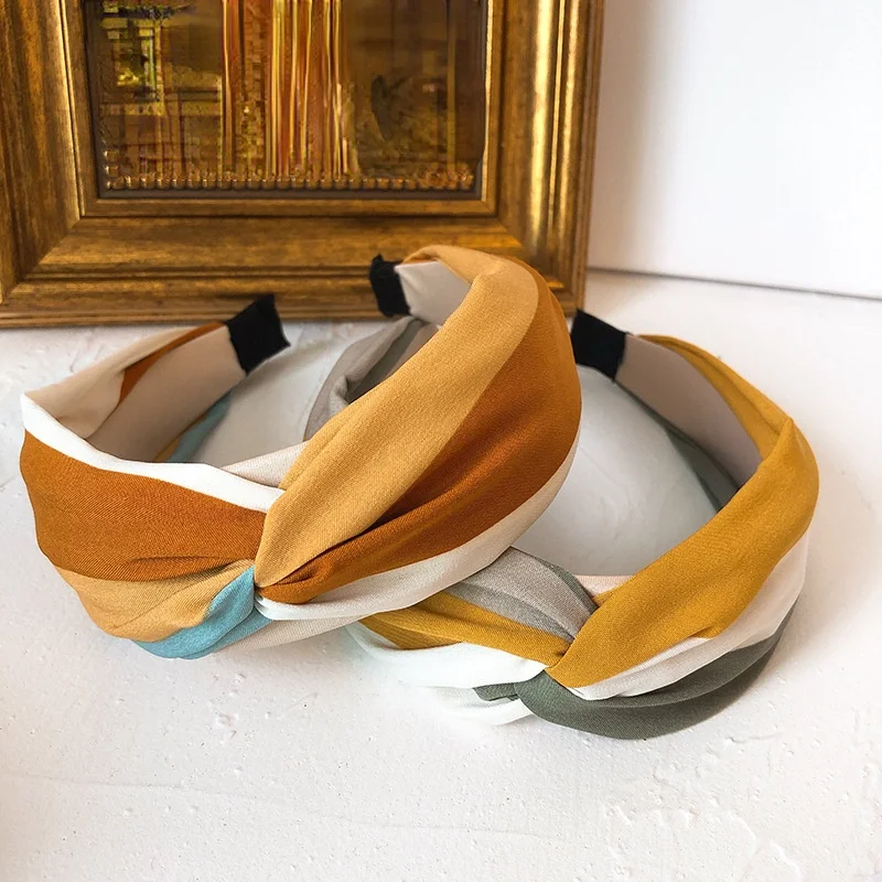 Fashion simple and versatile wide-brimmed striped headband female sen headband