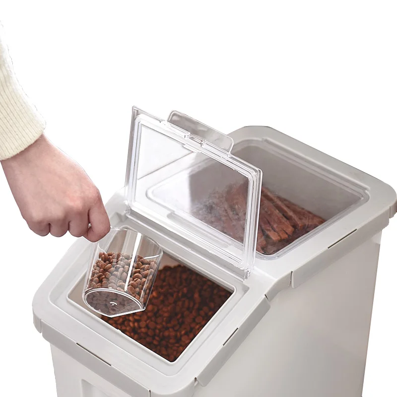 Пластиковый контейнер для хранения еды для собак и кошек, контейнер для еды для домашних животных, ведро для еды для собак, контейнер