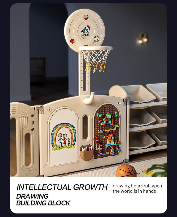 indoor kids Playpens Plastic Fold able fence indoor playground  safety playard with gate  For Baby  and toddler