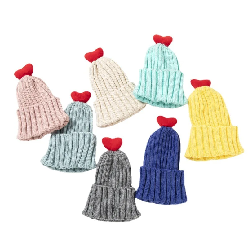 Factory direct new knit hat for baby Korean outdoor cute warm flanging spot discount knitted baby hats