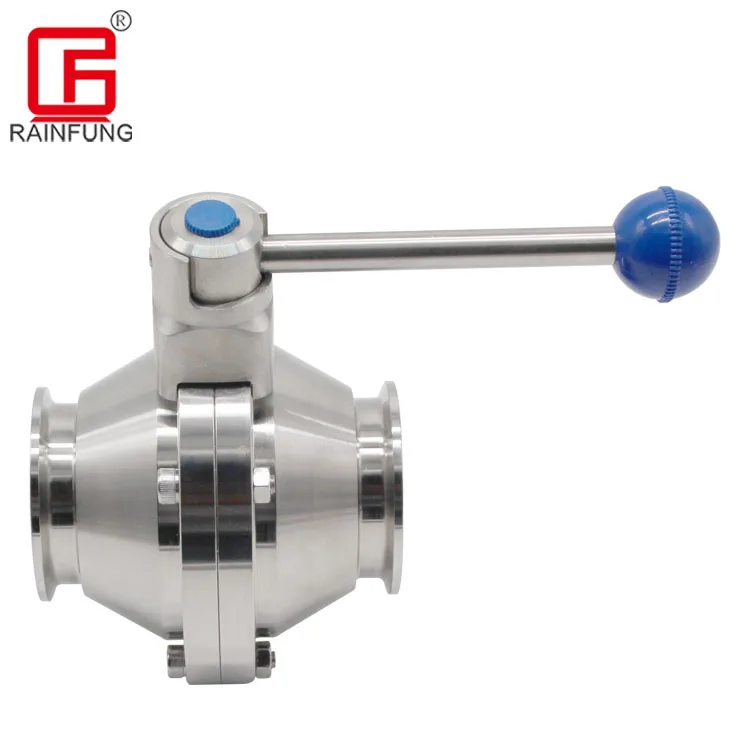 SS304/316L санитарный клапан-бабочка с тройным зажимом, ручной шаровой кран