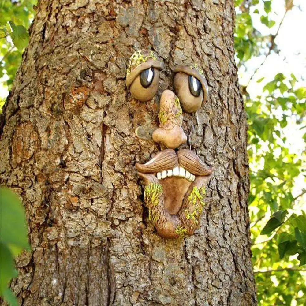 Hot Grimace Facial Tree Hugger Bark Ghost Face Tree Artificial Decor For Garden Statues Sculptures Outdoor