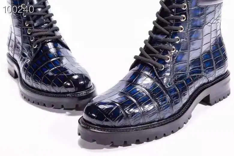Goodyear welt Men Martin Boots Shoes Alligator Skin ankle men leather Boots High Quality winter crocodile Leather Boots For Men