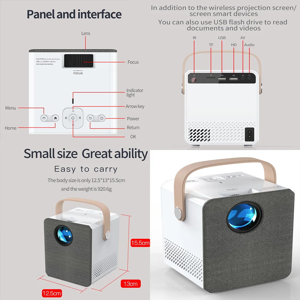 2.4G & 5G dual-band WiFi CPU RK3128 1GB ram 8GB rom 4K HD video mini android portable projector CY303 mini projector CY303