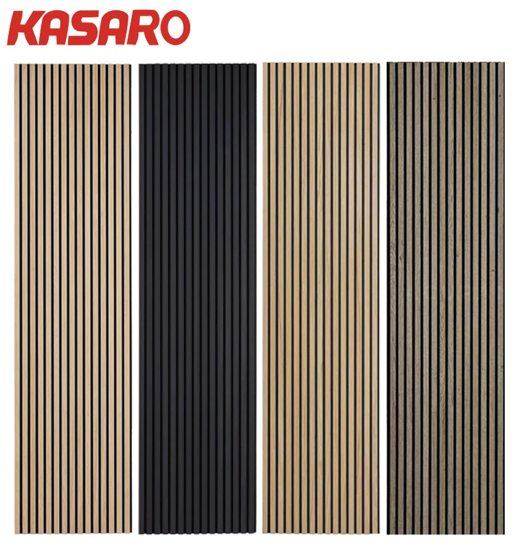 KASARO Office Studio Akupanel Wooden Polyester Fiber Acoustic MDF Slat Wall Panels