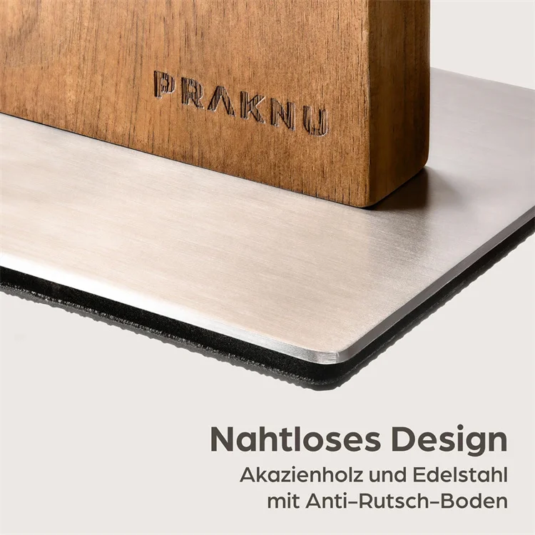 non-slip Magnetic acacia wood Knife Block with Strong Magnet on Both Sides