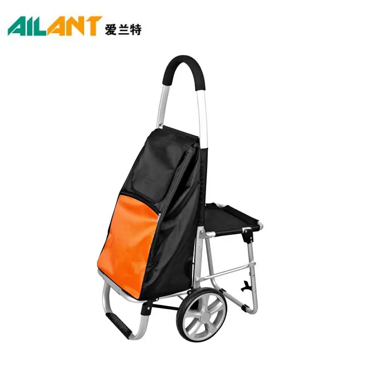 OEM Fashion Elder Kid Shopping Trolley With Seat Spain Trolley Shopping Cart Plastic