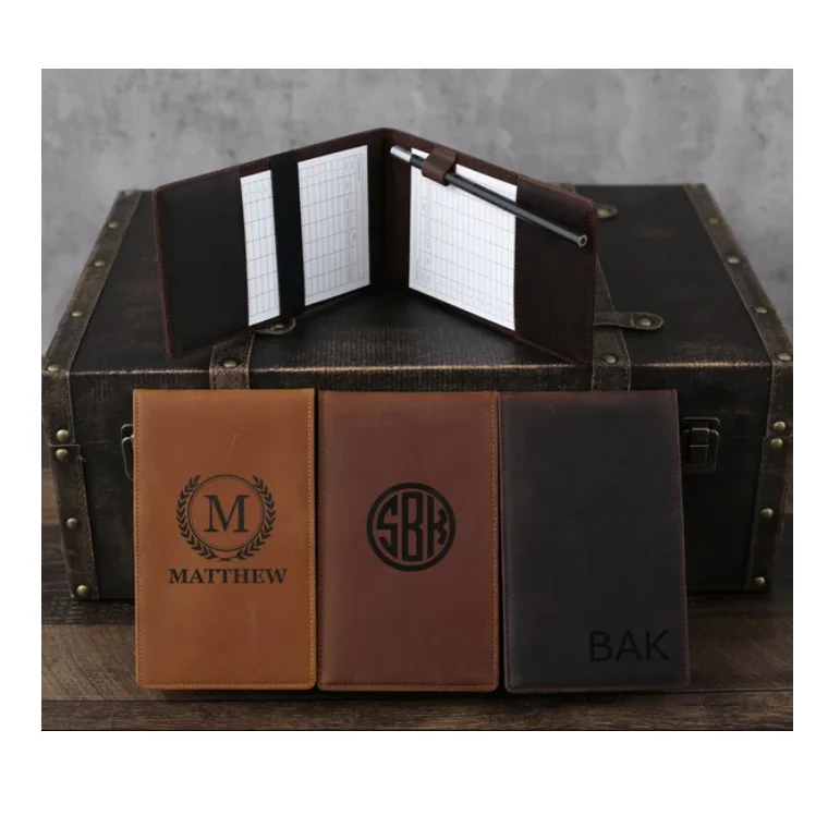 Golf book holder Leather yardage book cover golf scorecard holder  Leather Golf Yardage Book Holder