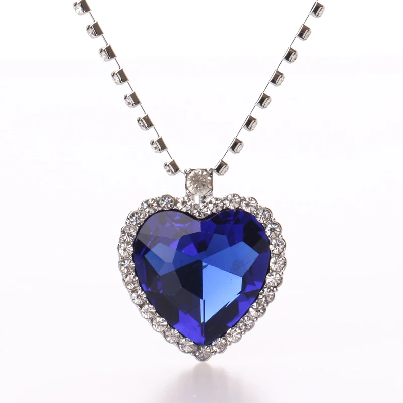 Heart of Ocean blue heart love forever pendant Necklace