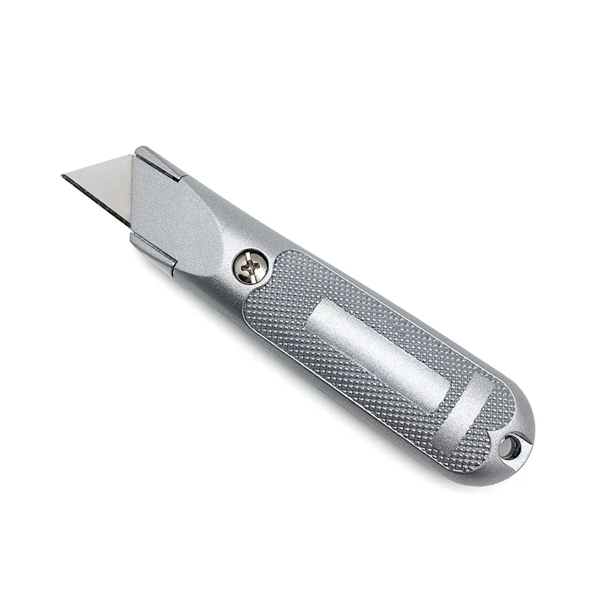 RX29124 Aluminium alloy hand metal utility knife fixed blade cutting paper box leather pvc cutter utility knife